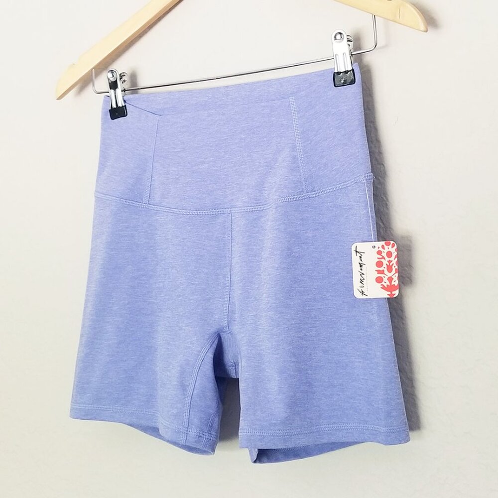 NEW FP MOVEMENT by FREE PEOPLE Never Better Heather Bike Shorts S Blueberry $48 - Picture 6 of 16